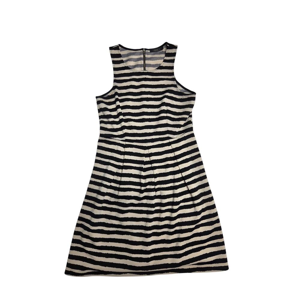 THML Black Beige Striped Textured Knit A-Line Dress Women Size M TM2975-1